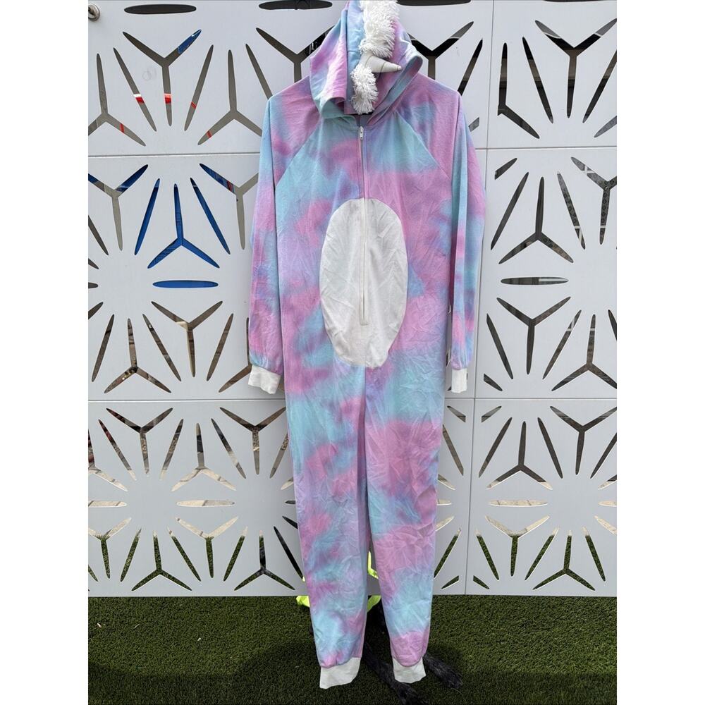 COZY ZOE Magical Unicorn Tie Dye Pajama PJ One Piece Bodysuit Women's Medium